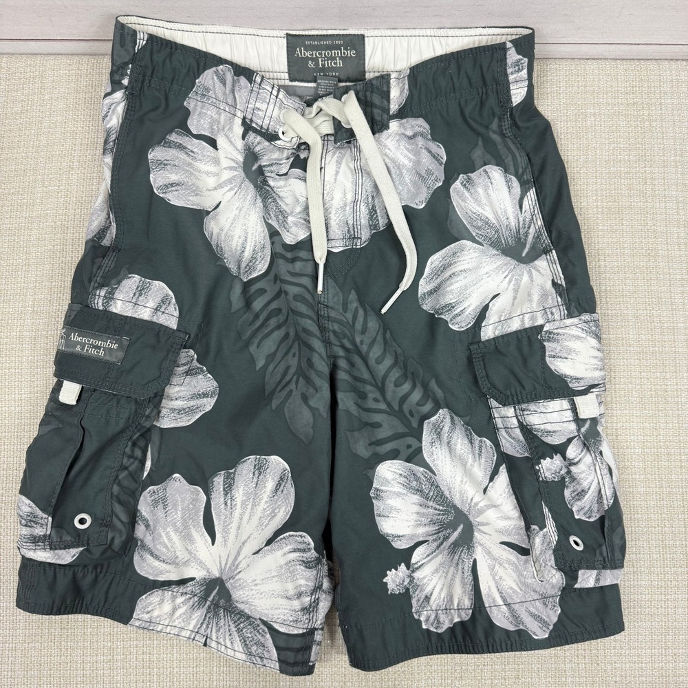 Abercrombie & Fitch Mens Floral‎ Swim Trunks Shorts Gray Size S